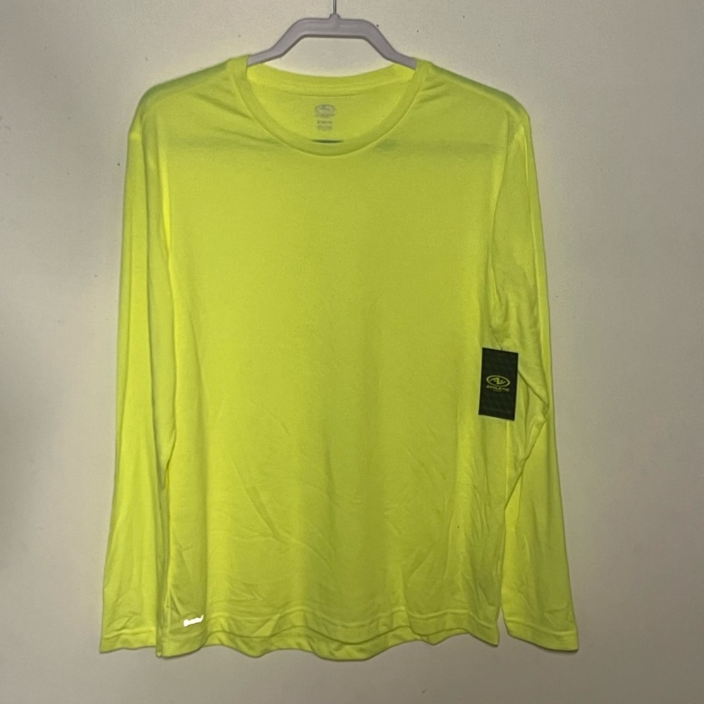 Athletic Works Neon Yellow Long Sleeve Workout Top. Size M. NWT.